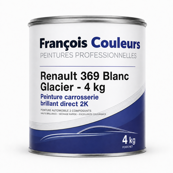 Peinture carrosserie brillant direct 2K Renault 369 Blanc Glacier - 4 kg