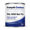 Peinture carrosserie brillant direct 2K RAL 9005 Noir Pur - 4 kg